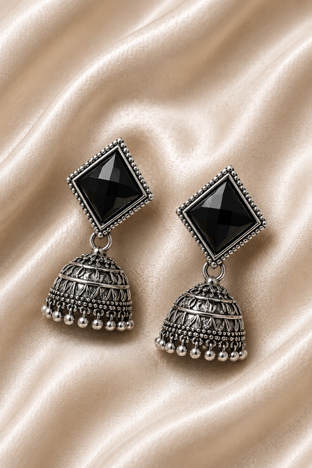Nisha Obsidian Elegance Jhumkas