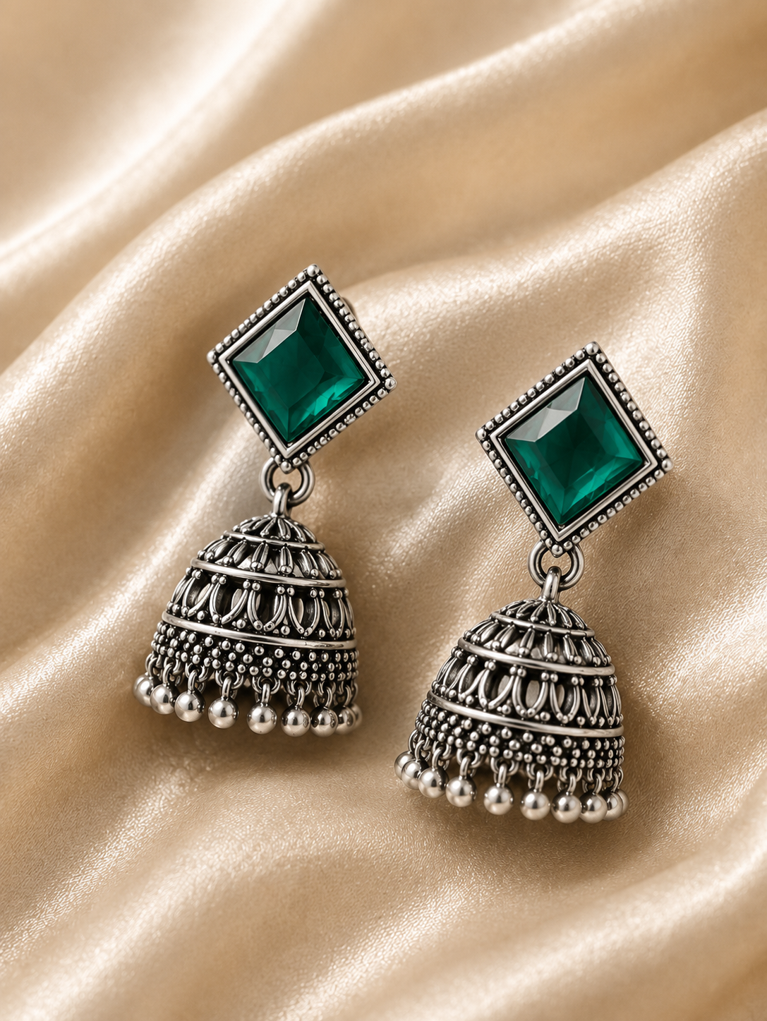 Harini Emerald Aura Jhumkas