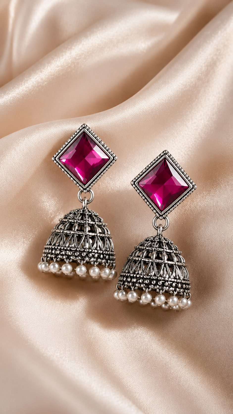 Raga Magenta Majesty Jhumkas
