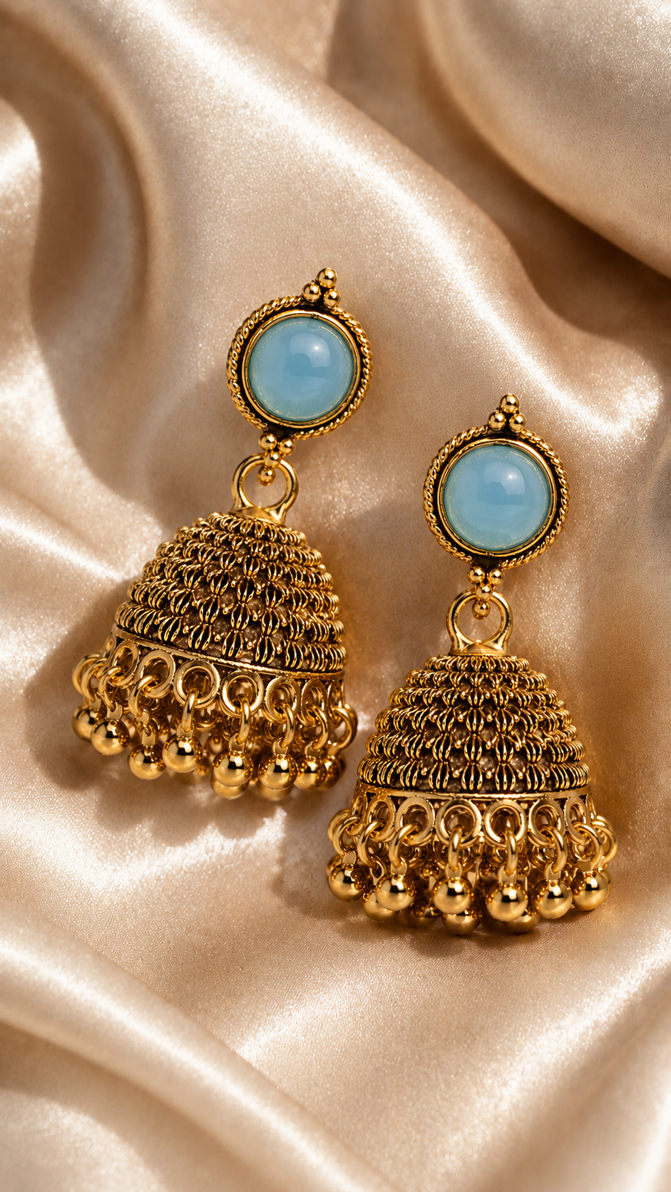 Neela Sapphire Glow Jhumkas