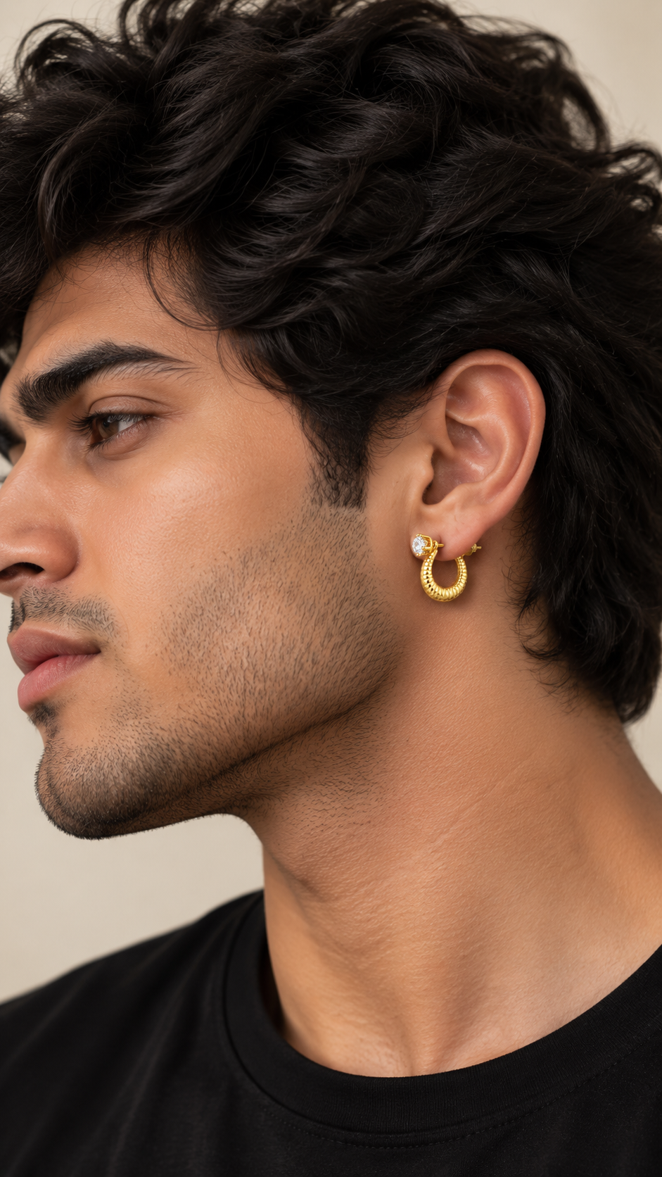 Men’s Gold Apex Crescent Stud