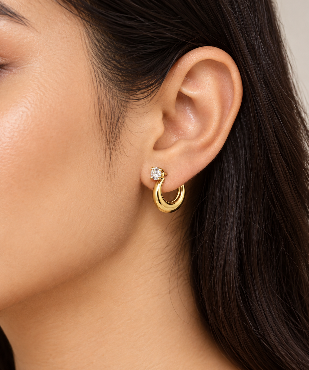 Men’s Gold Apex Crescent Stud