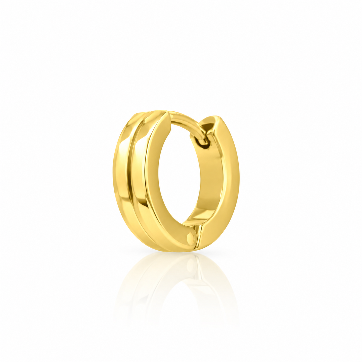 Double Band Gold Huggie Hoop Earrings