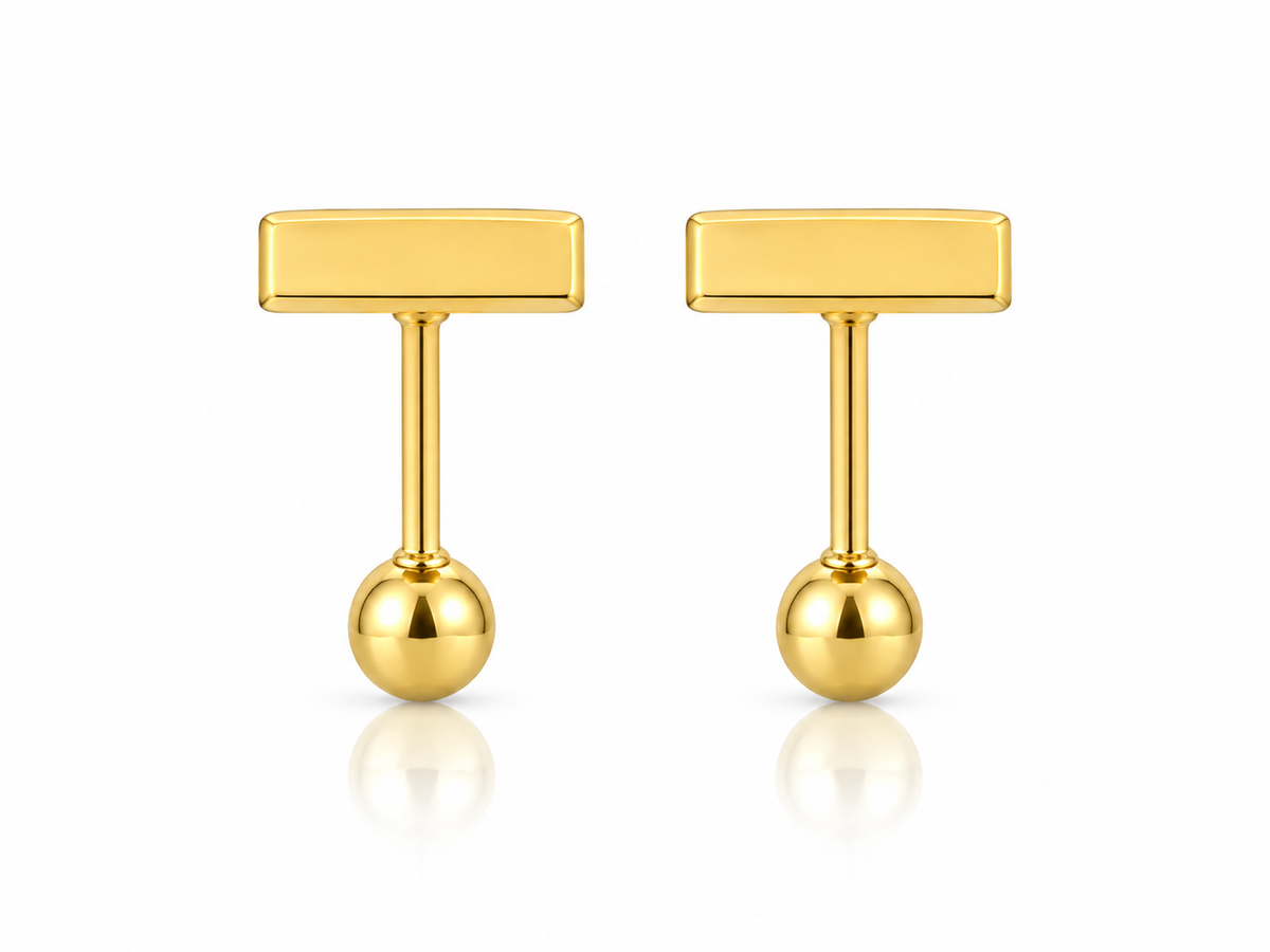 Sleek Gold Bar Straight Barbell – Screw Ball Back