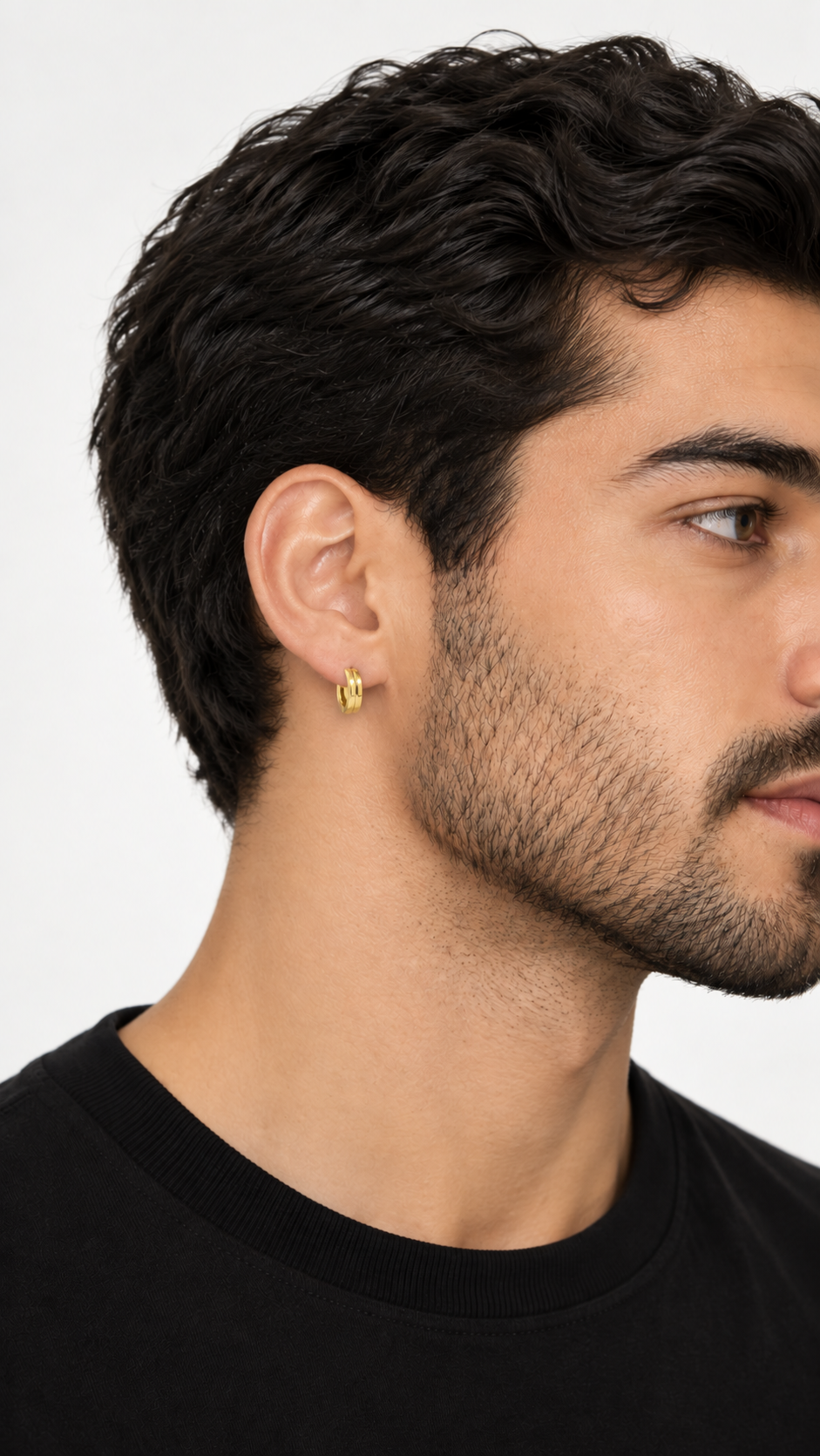 Double Band Gold Huggie Hoop Earrings