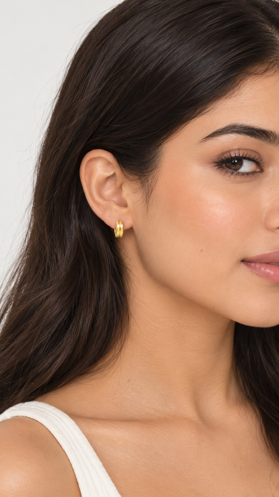 Double Band Gold Huggie Hoop Earrings