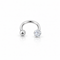 Silver Horseshoe Solitaire Barbell