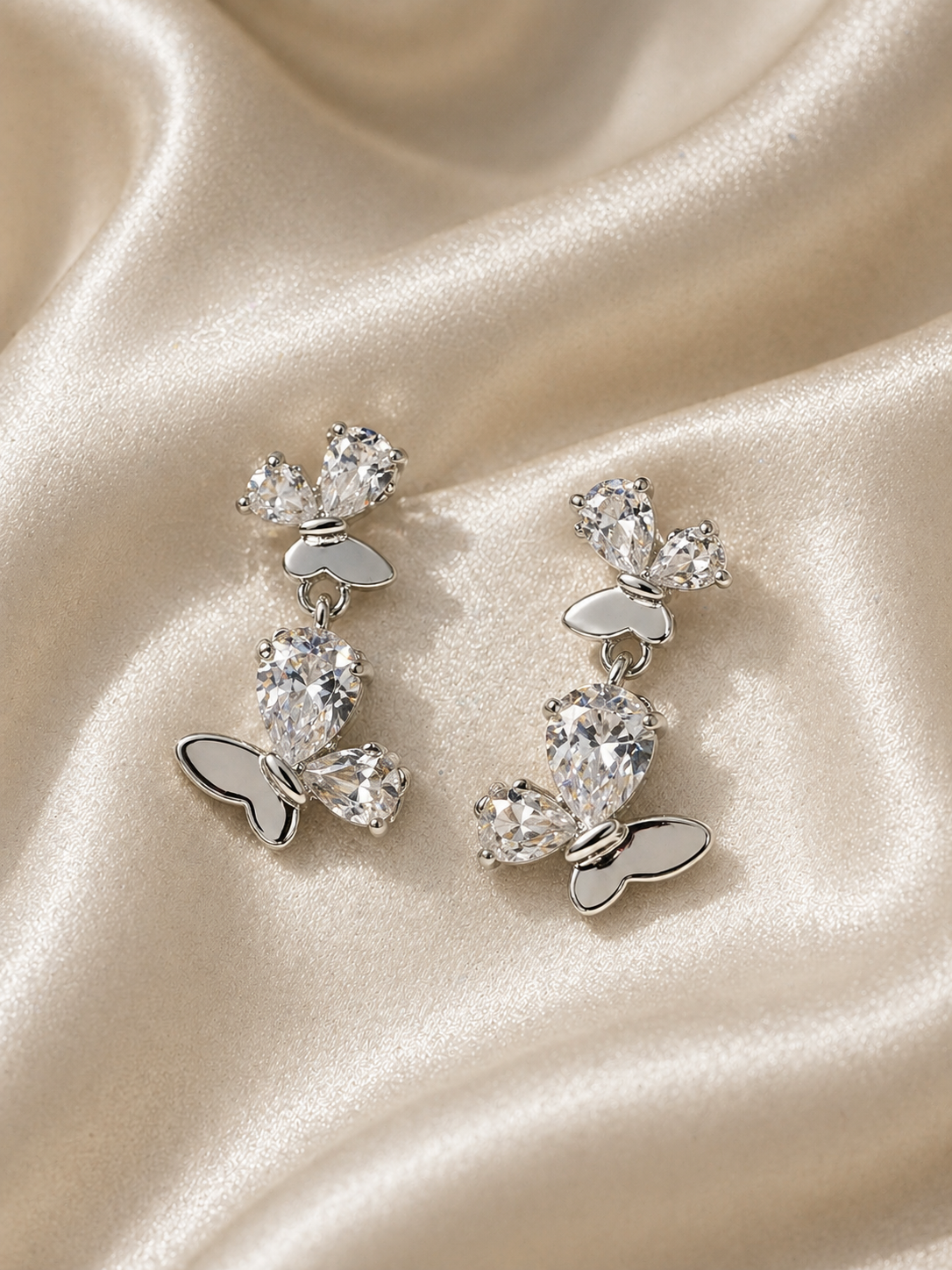 Crystal Butterfly Drop Earrings