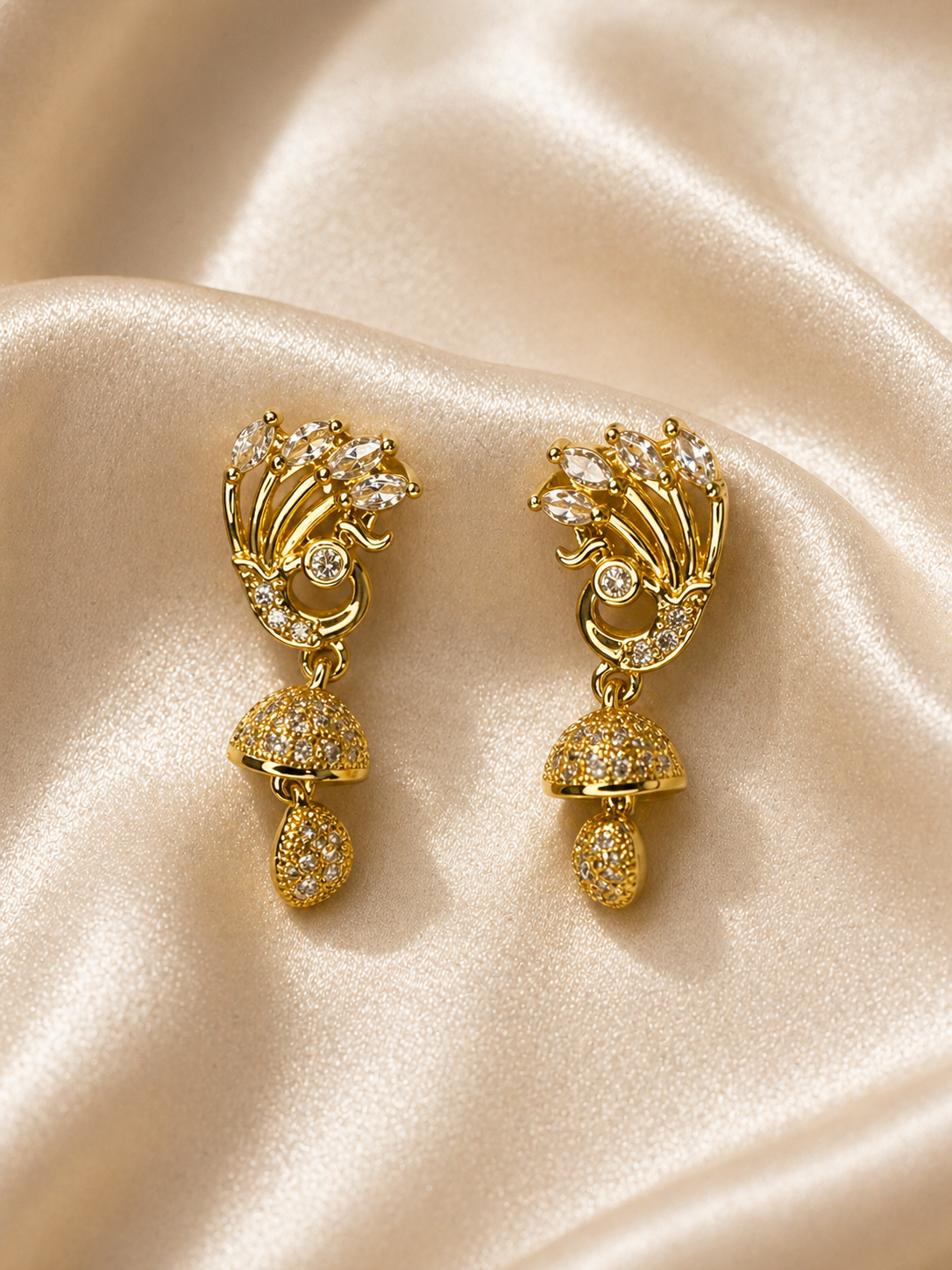 Regal Peacock Jhumka Drop Earrings