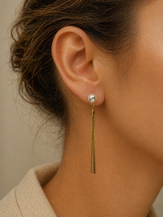 Pearl Cascade Tassel Earrings