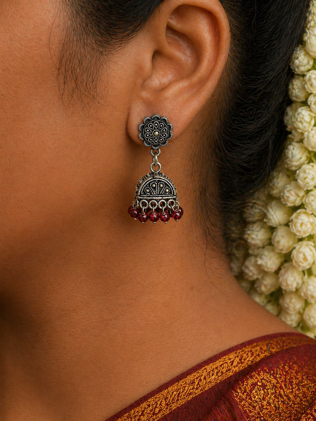 Meher Floral Drop Jhumka Earrings