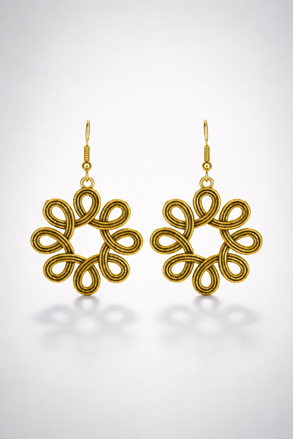 Gold Floral Drop Earrings