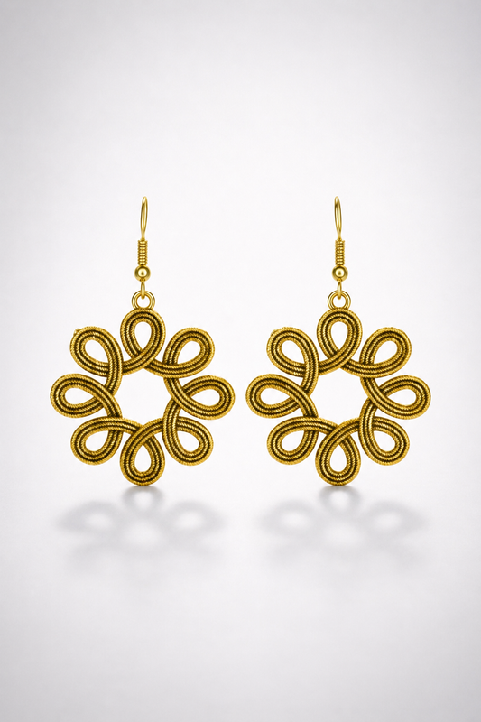 Gold Floral Drop Earrings