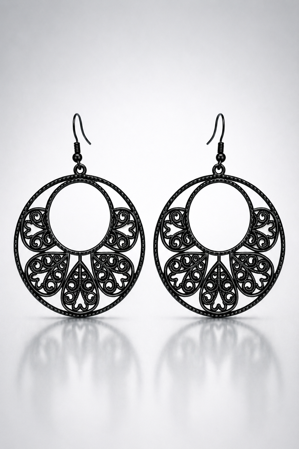 Black Oxidized Filigree Drop Earrings