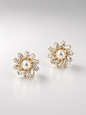 Radiant Pearl Halo Stud Earrings