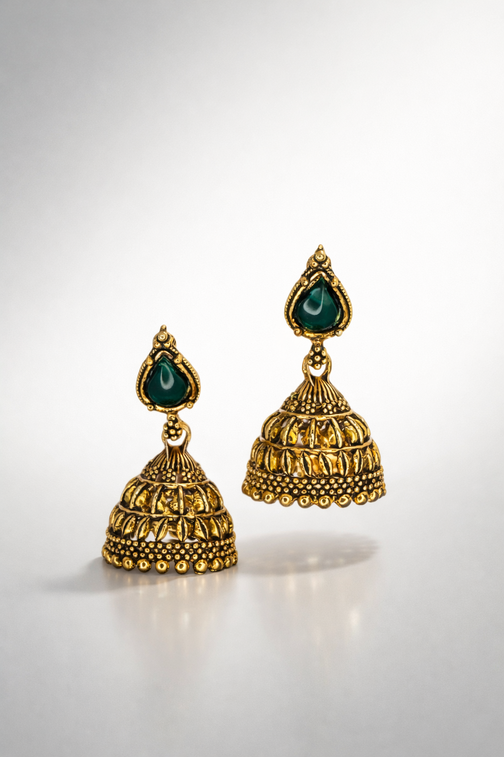 Eira Emerald Drop Jhumka Earrings