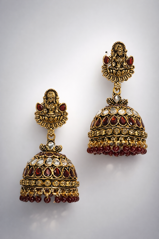 Devika Temple Ruby Jhumka Earrings