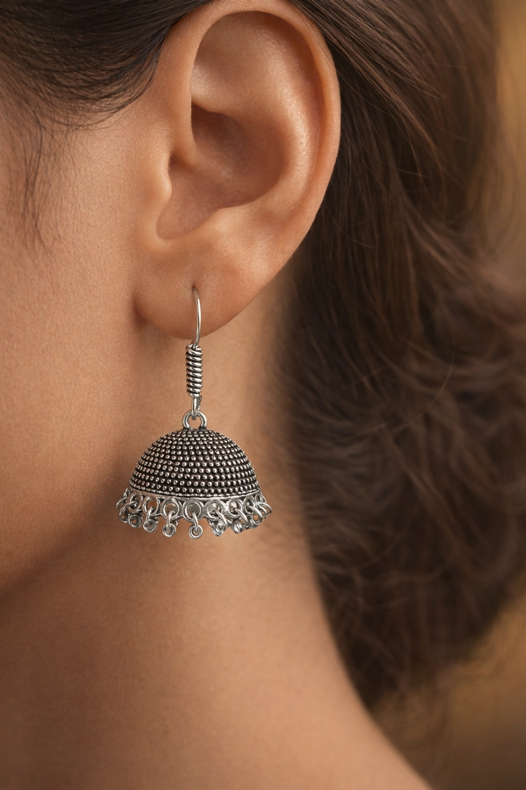 Noor Oxidized Dome Jhumka Earrings