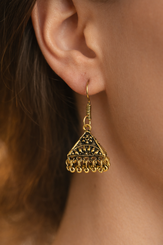 Ira Antique Gold Triangle Drop Earrings
