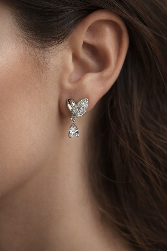 Crystal Leaf Drop Earrings