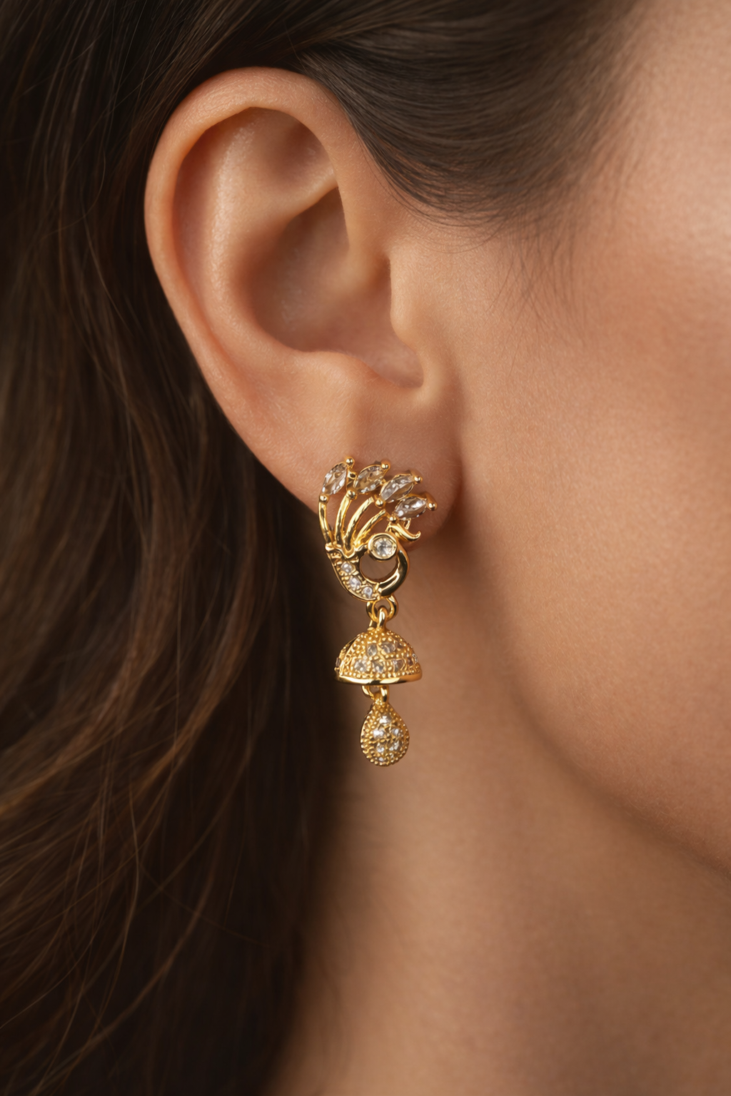 Regal Peacock Jhumka Drop Earrings