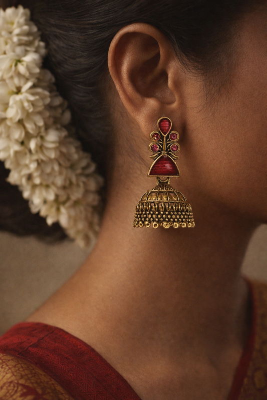 Rhea Ruby Accent Jhumka Earrings
