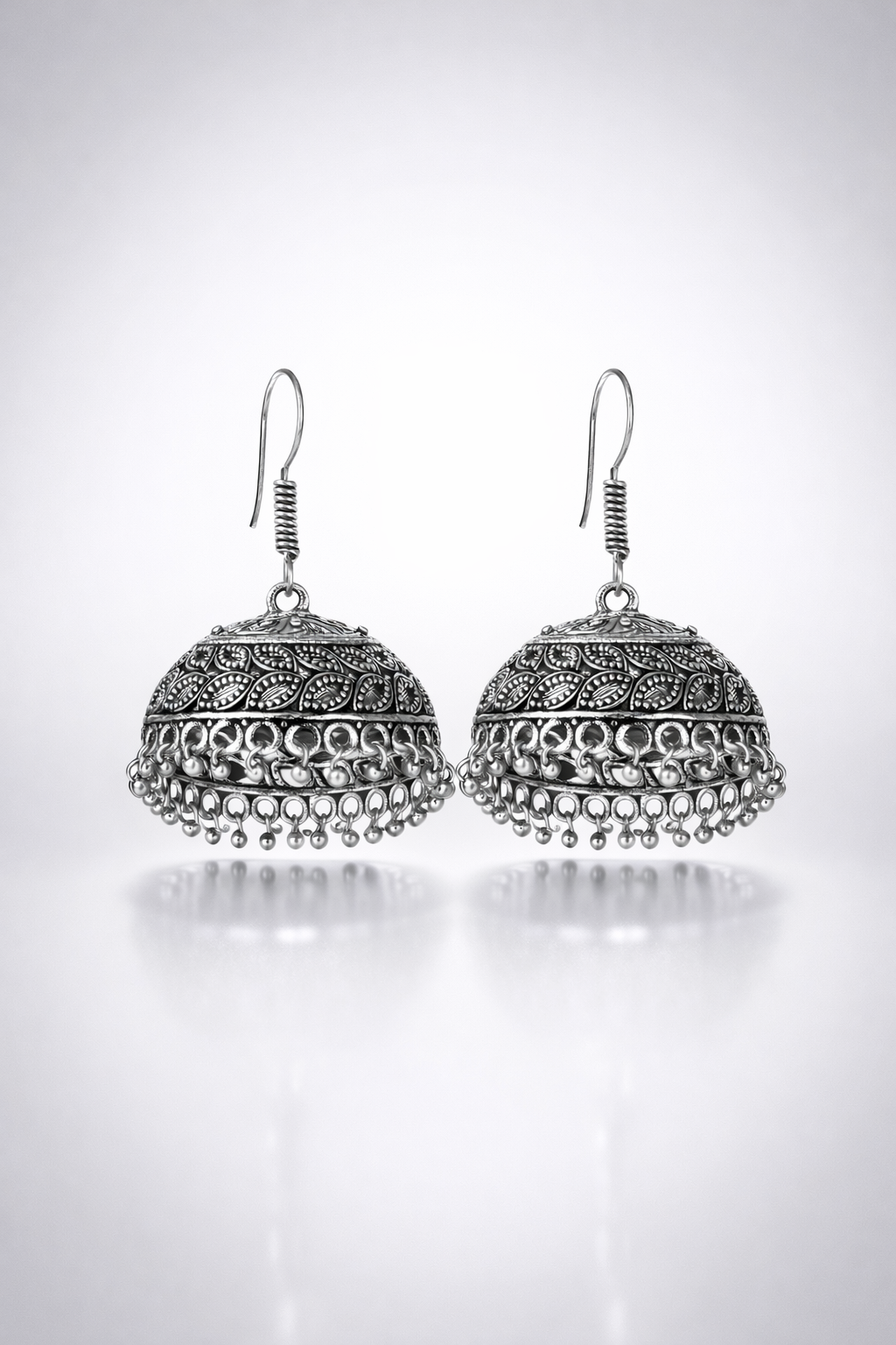 Sana Leaf Engraved Jhumka Earrings