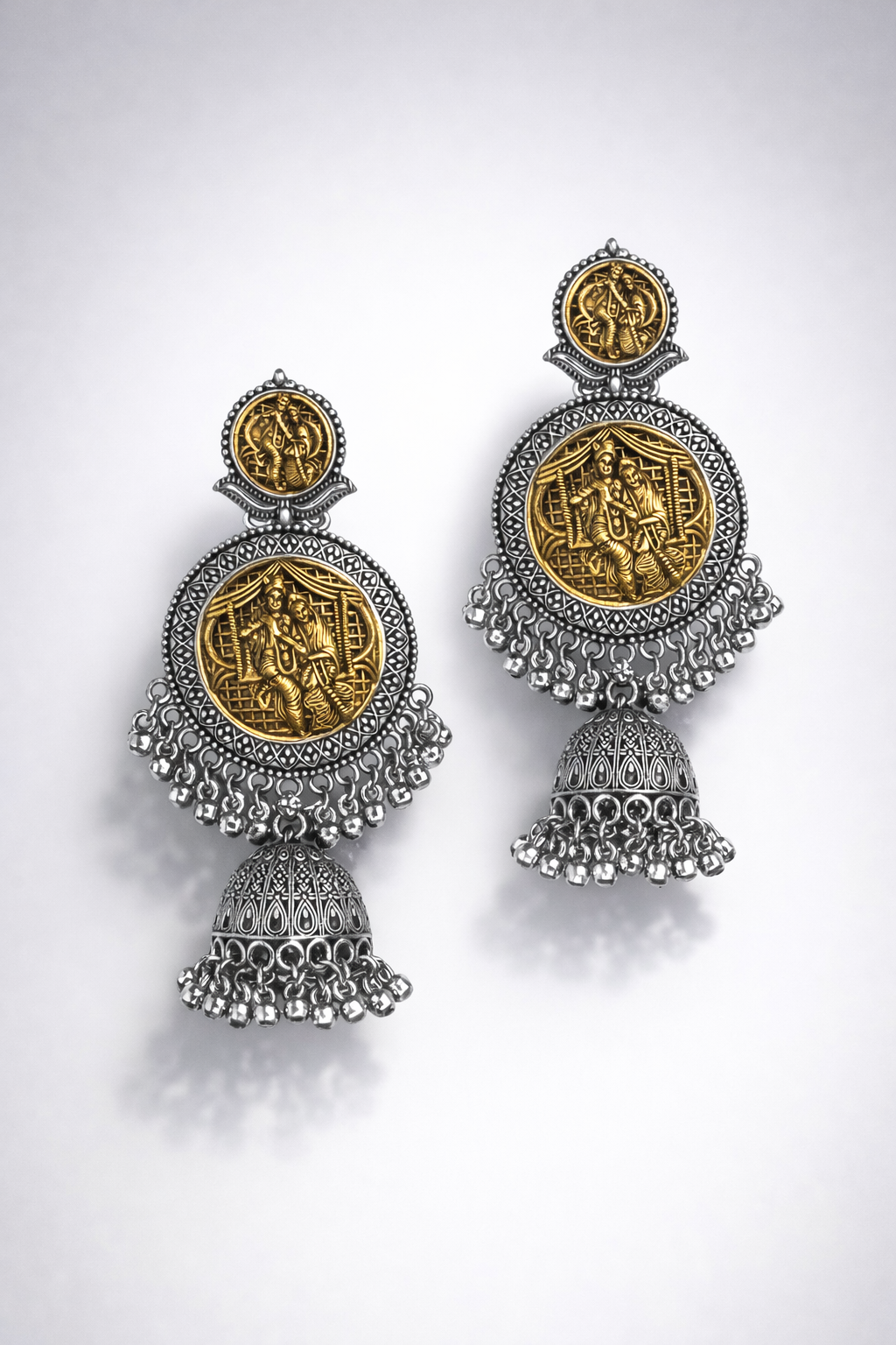 Aarika Temple Medallion Jhumka Earrings