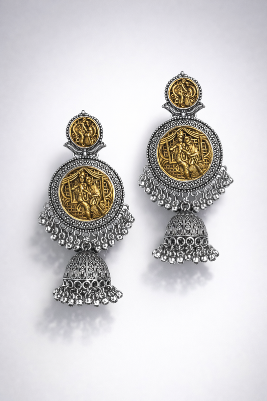 Aarika Temple Medallion Jhumka Earrings