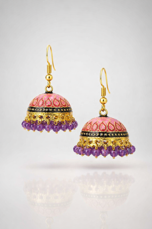 Meher Enamel Bead Jhumka Earrings