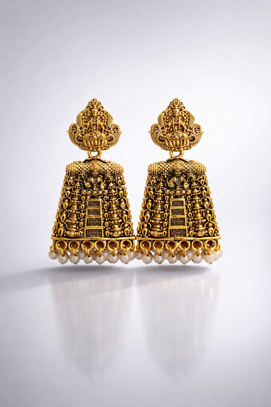 Sri Mahalakshmi Pearl Temple Jhumkas