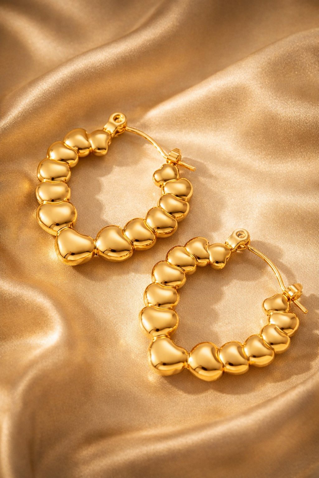 Heart Link Gold Hoop Earrings