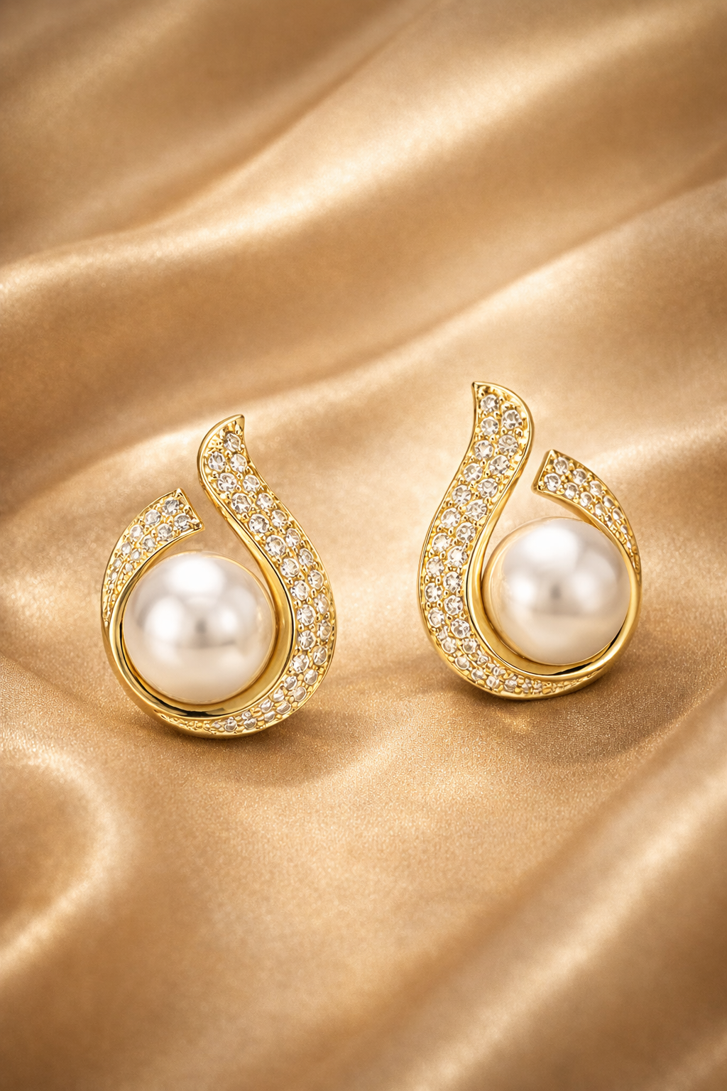Pearl Swirl Stud Earrings