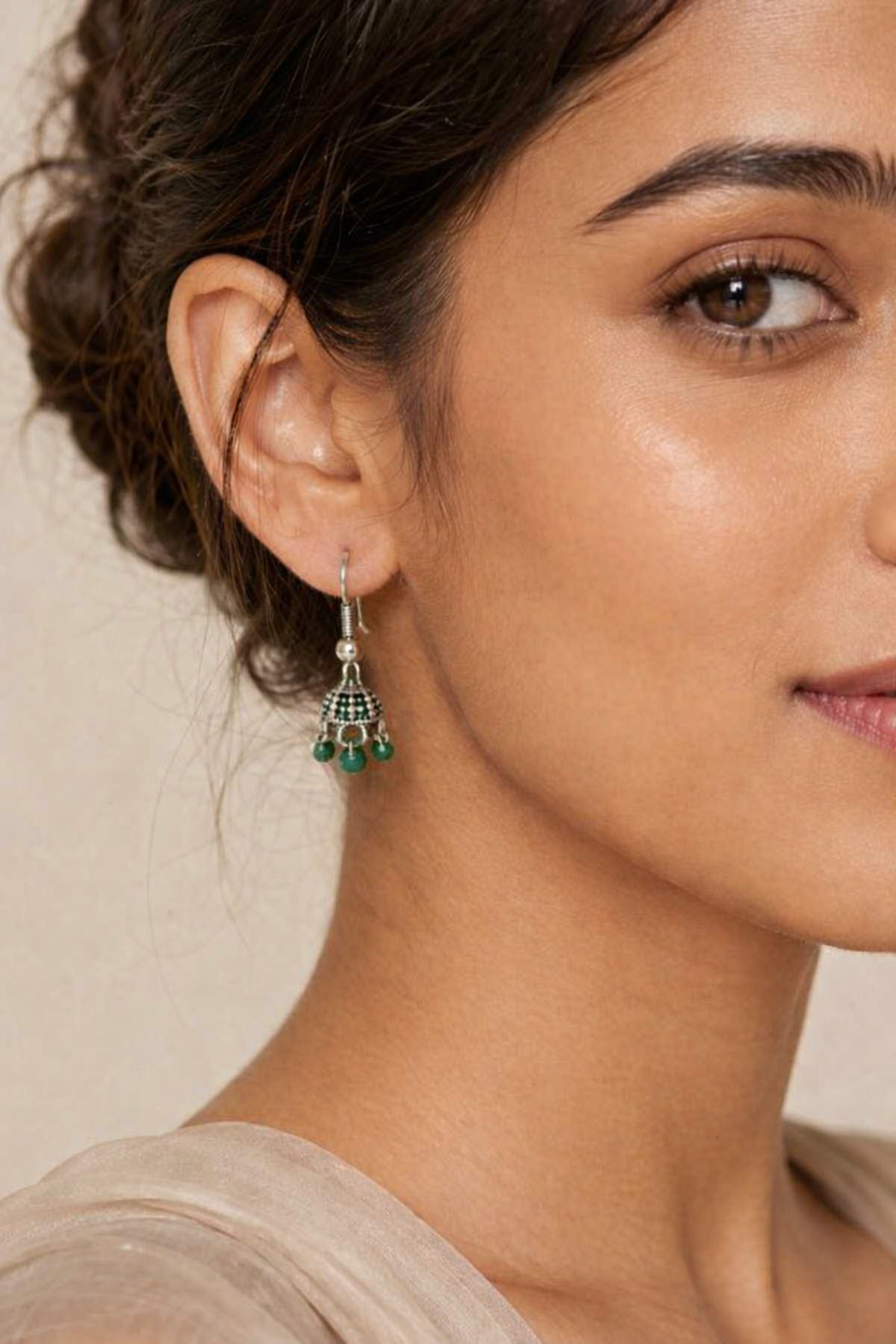 Emerald Whisper Mini Jhumka Earrings