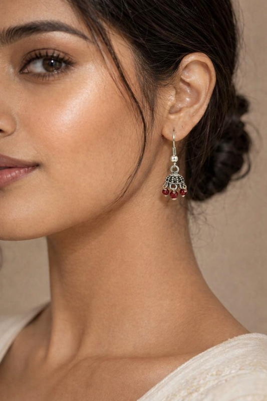 Ruby Gleam Mini Jhumka Earrings