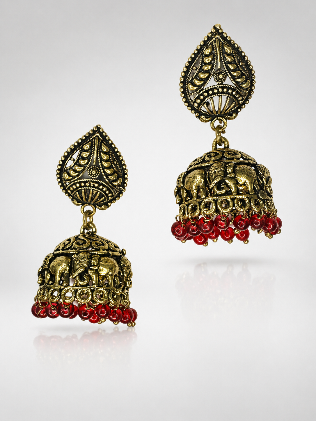 Gajra Elephant Heritage Jhumka Earrings