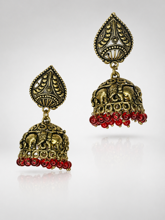 Gajra Elephant Heritage Jhumka Earrings