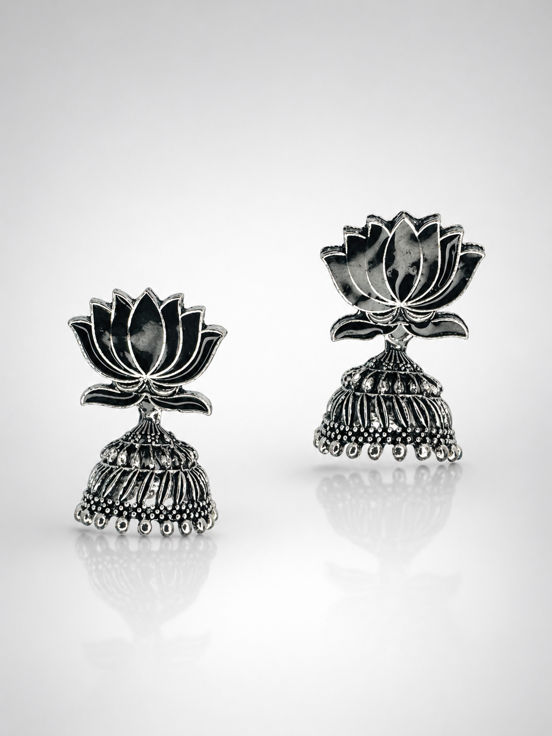 Nysa Lotus Dome Jhumka Earrings