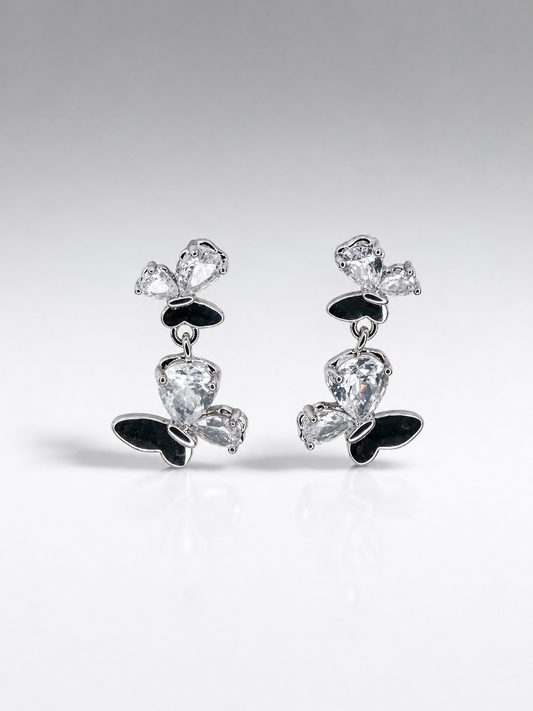 Crystal Butterfly Drop Earrings