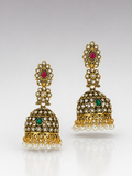 Elara Crystal Pearl Jhumka Earrings