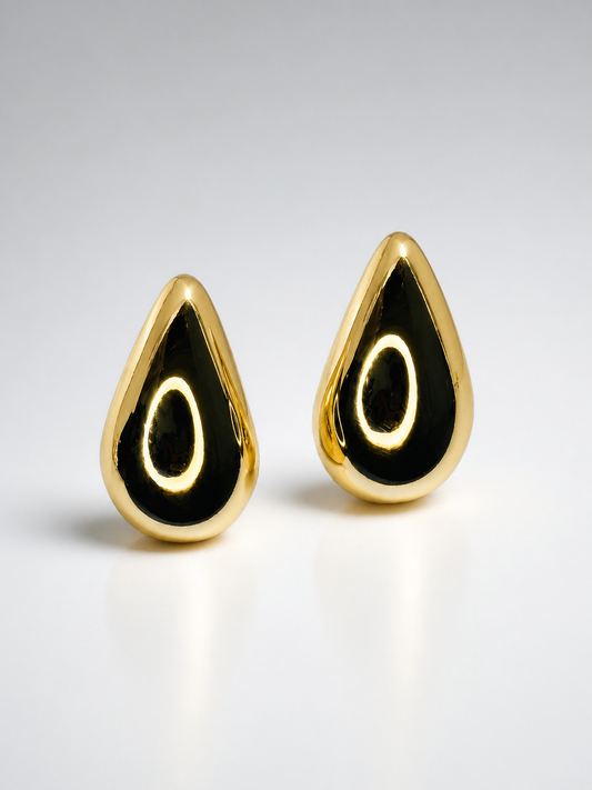 Molten Gold Teardrop Stud Earrings