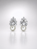 Crystal Bloom Pearl Stud Earrings
