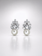 Crystal Bloom Pearl Stud Earrings