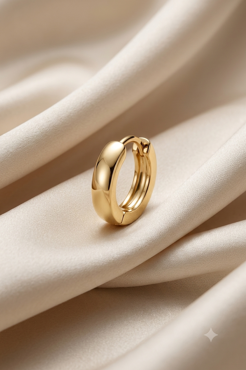 Men’s Gold Curvy Huggie  Hoop