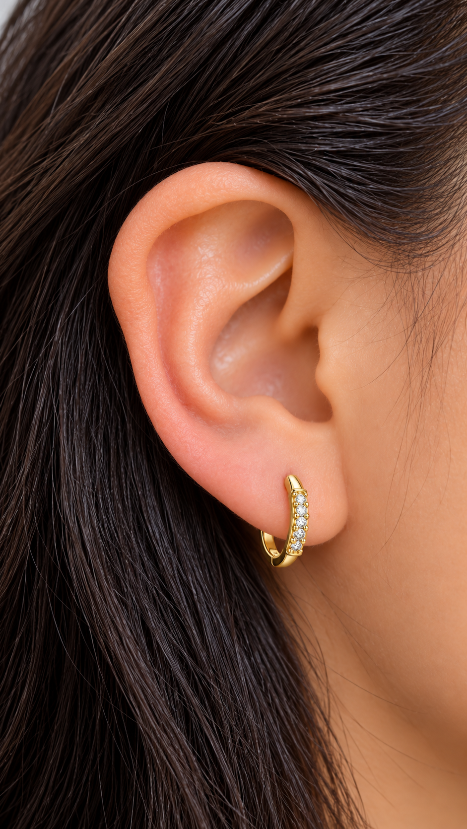 Beaded Pavé Huggie Earrings
