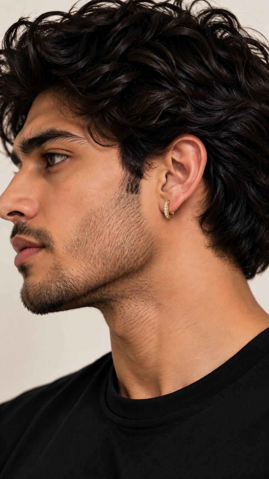 Beaded Pavé Huggie Earrings