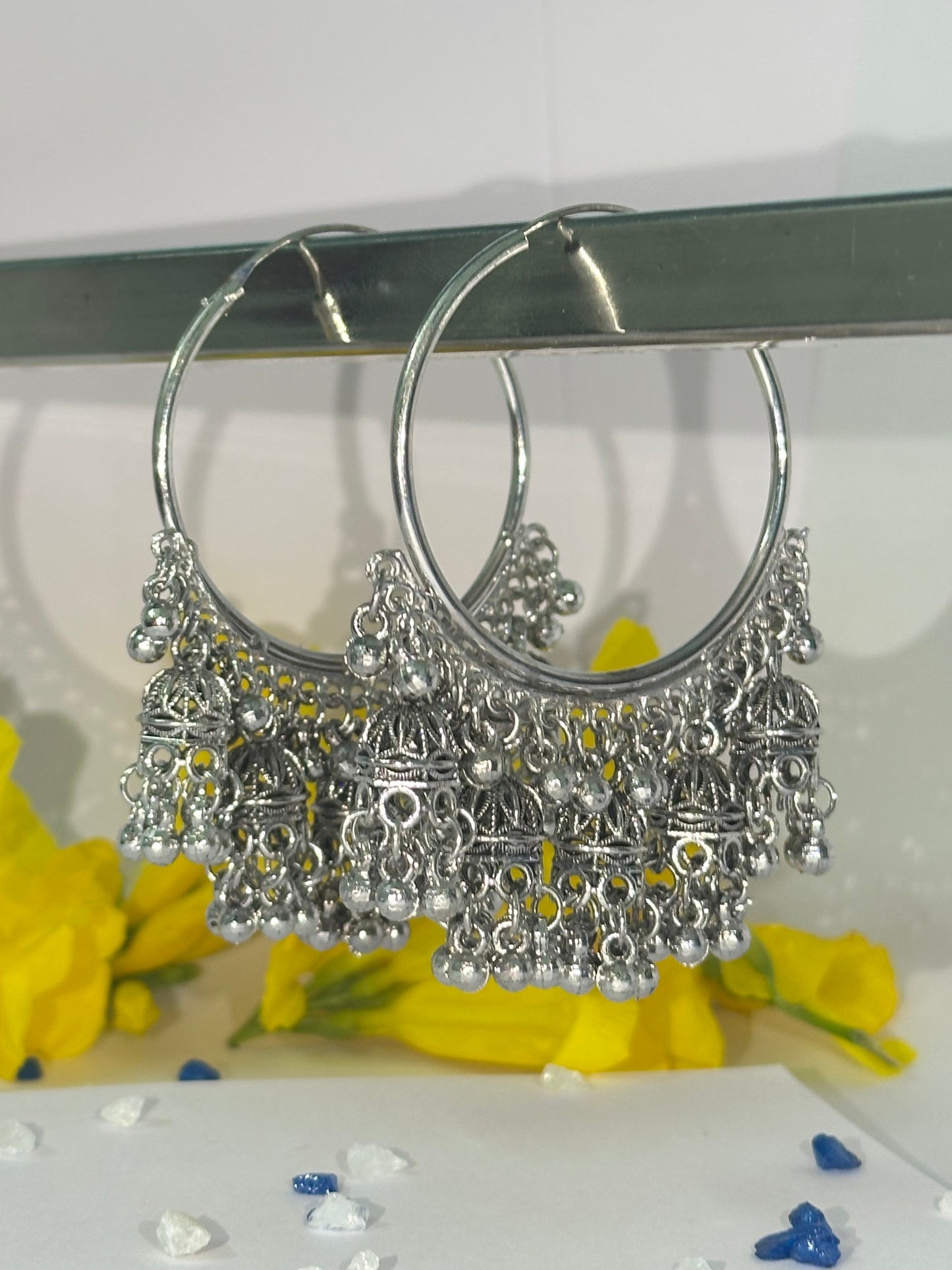 Oxidized Jhumka Hoop Earrings