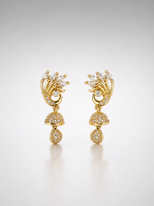Regal Peacock Jhumka Drop Earrings