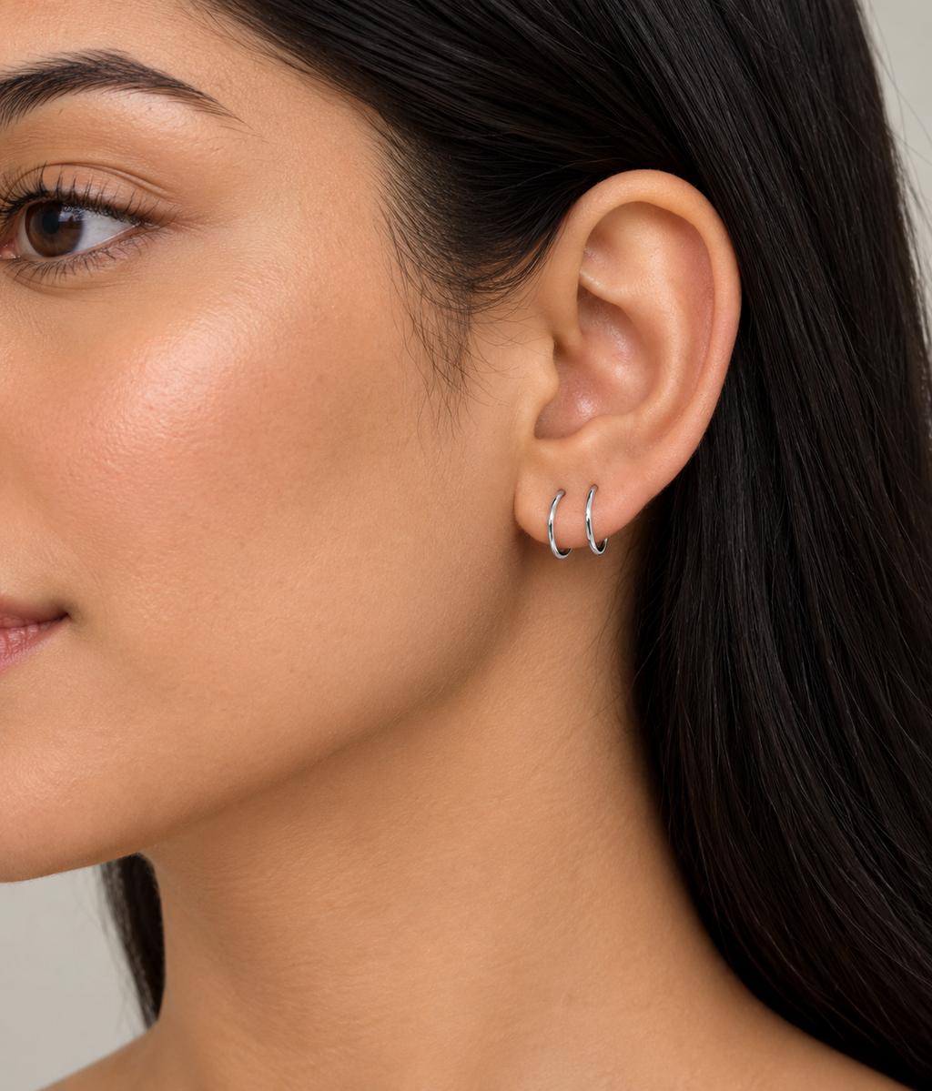 Zephyr Illusion Double Hoop Spiral Earring – Polished Silver