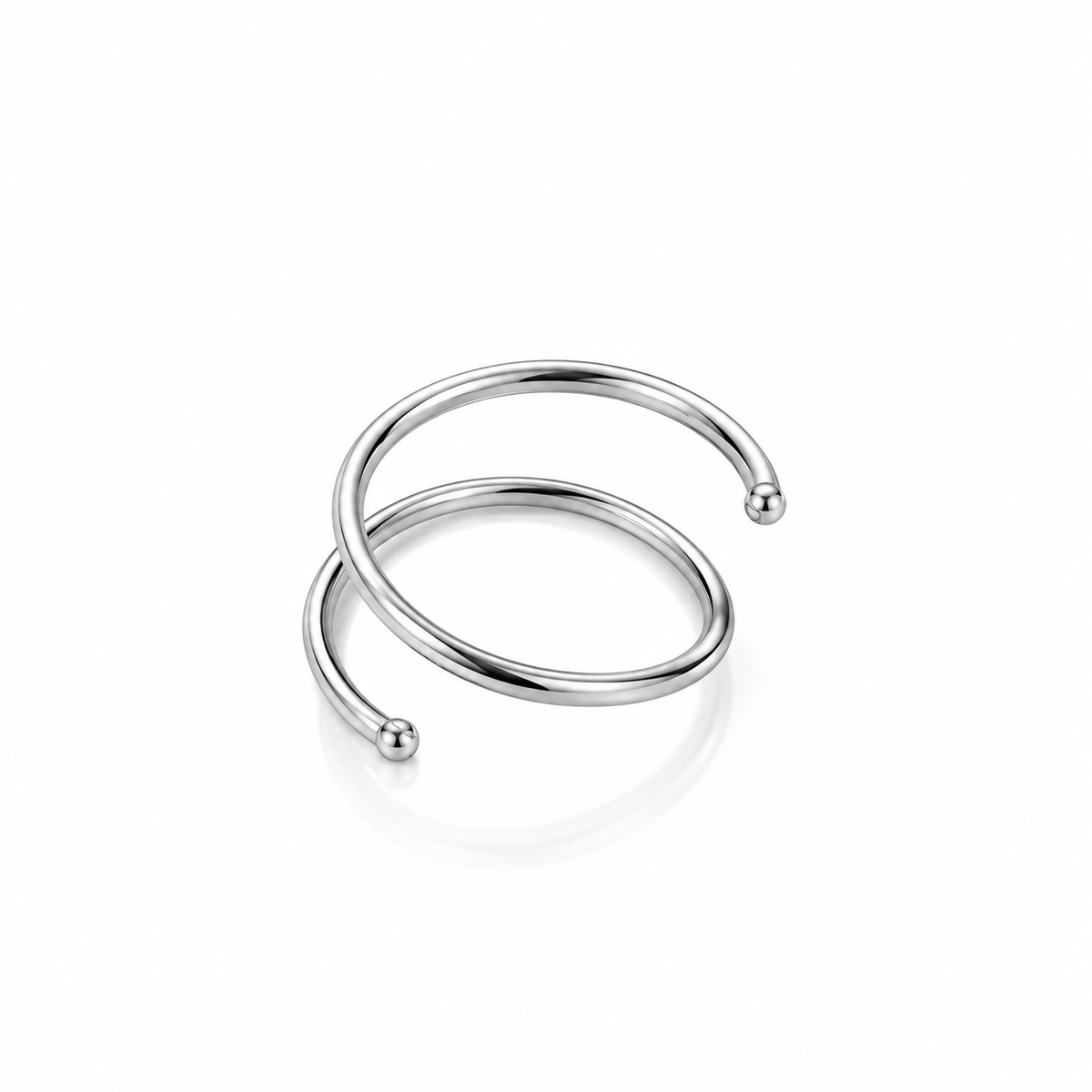 Zephyr Illusion Double Hoop Spiral Earring – Polished Silver